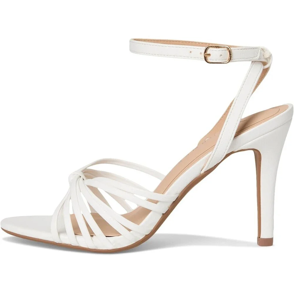 Journee Collection Vanita Sandals Women's US 8 White Leather Ankle Strap GAL1595